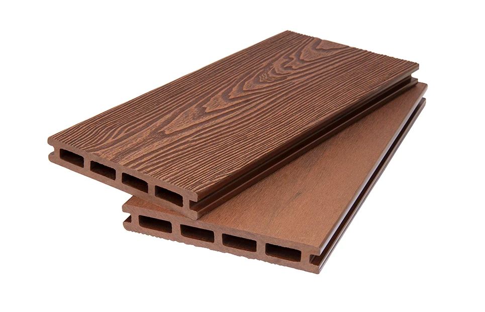 Террасная доска пустотелая 20*140*2900 мм 3D WOOD MIX+BRUSHING MIX красное дерево 