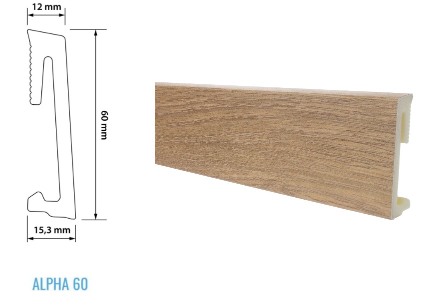 Плинтус SALAG ALPHA 60 AP6137 напольный Дуб благородный Noble Oak 22 м 