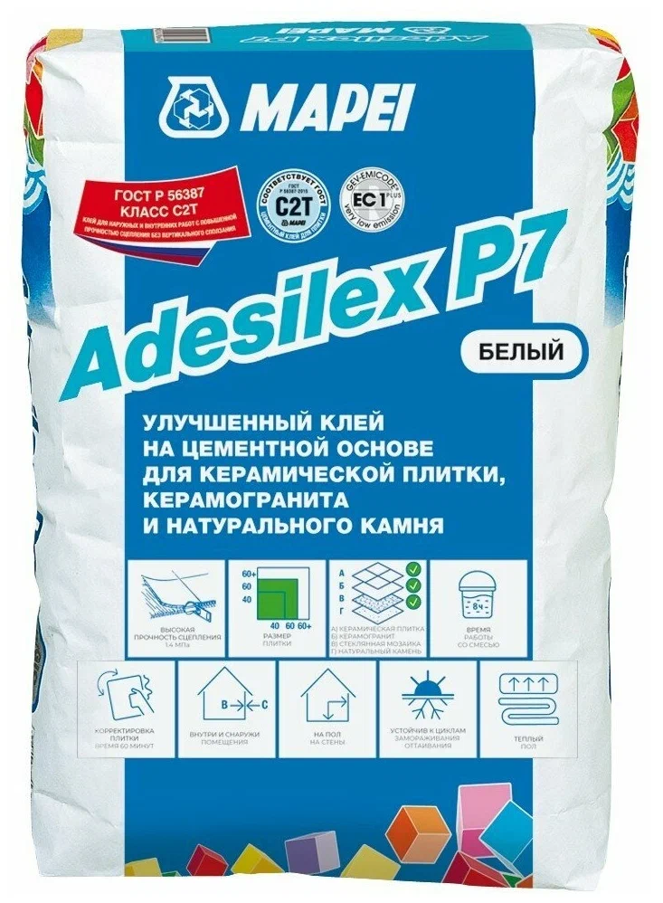 Клей для керамогранита ADESILEX P7 серый 25 кг