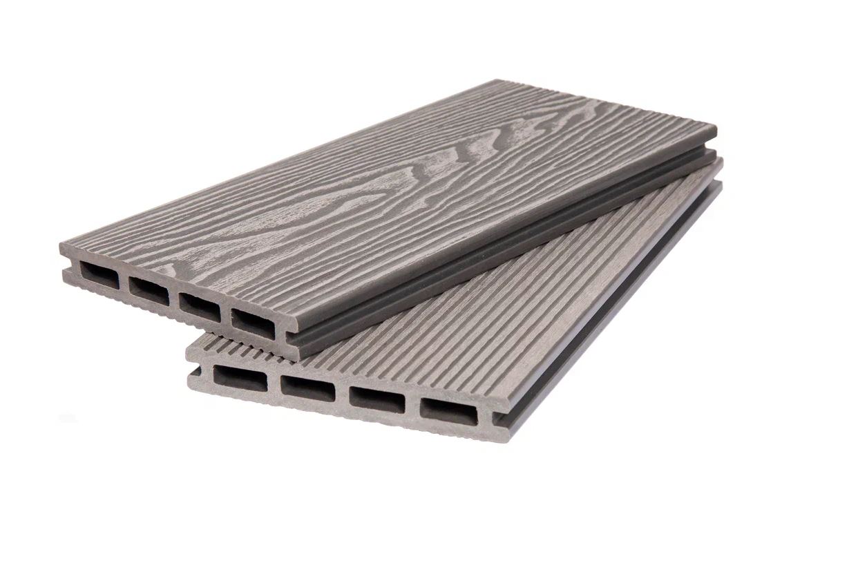 Террасная доска ПУСТОТЕЛАЯ 20*140*2900 мм 3D WOOD+VELVET PG ДПК серый 