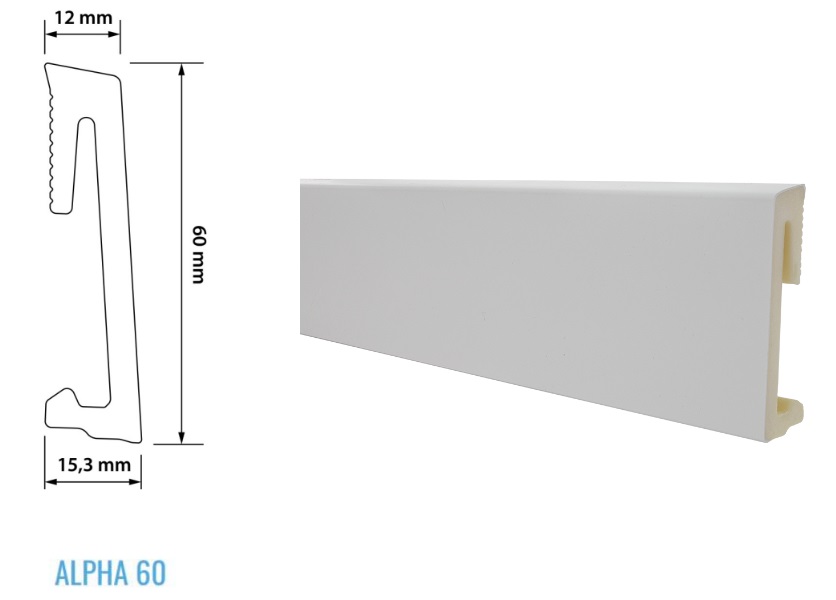 Плинтус SALAG ALPHA 60 AP61U1 напольный Белый 22 м 