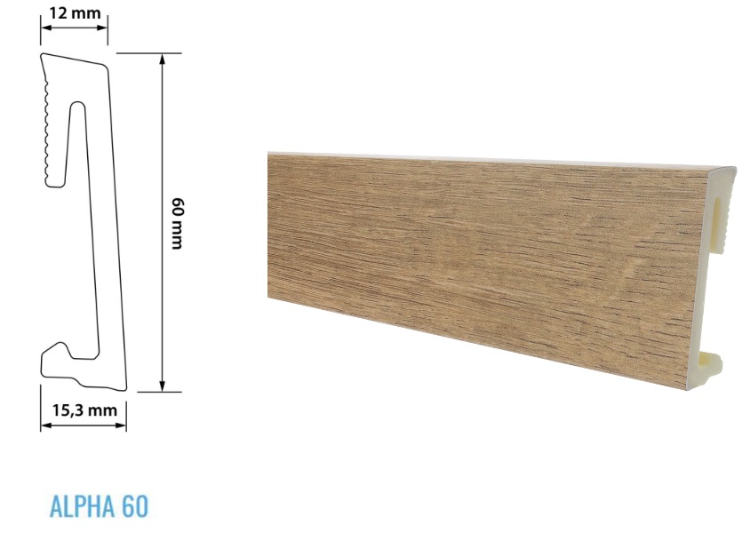 Плинтус SALAG ALPHA 60 AP6135 напольный Массив Дуба Solid Oak 22 м 